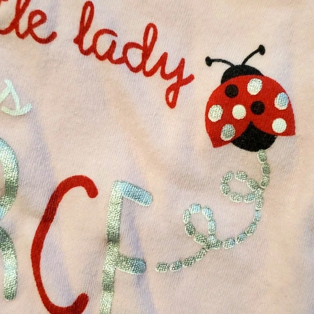 2 Ladybug Girl Outfits- Duck‎ Duck Goose Pink Onesie & Jumping Beans Romper 0-3M